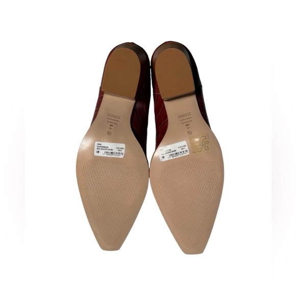 NEW in box Schutz Briani Crocodile Embossed Leather Red Brown Boot Womens 9.5 - Picture 2 of 6